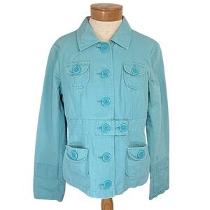Mossimo Large Women’s Teal Button-Up Utility Twill 5 Button Jacket